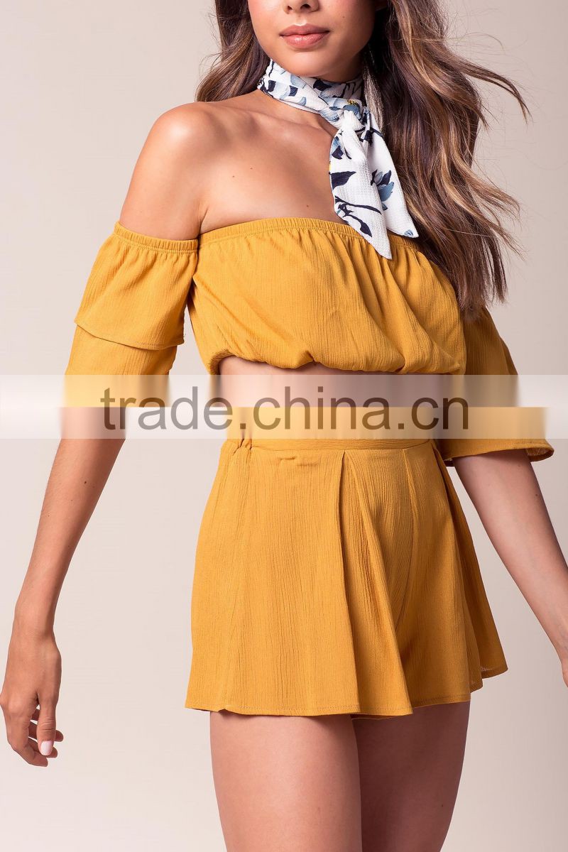 New design women high quality chiffon elastic waistband casual shorts