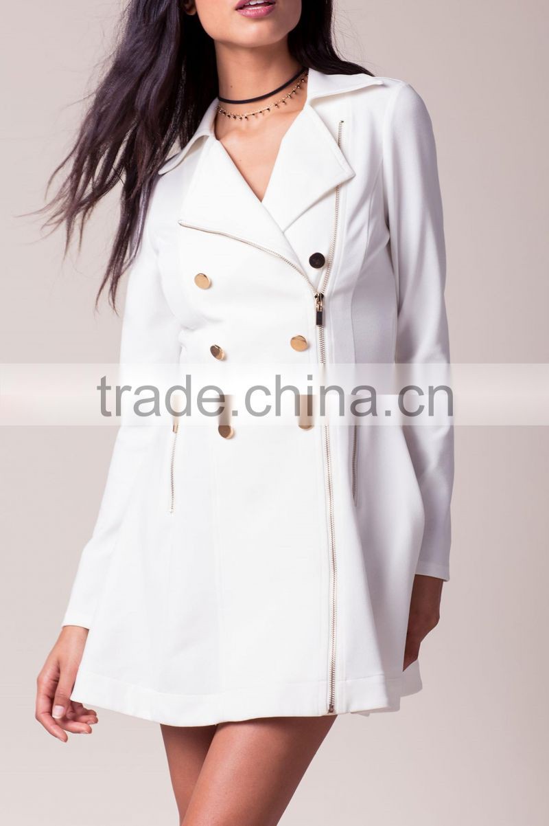 High quality 2017 office lady elegant flared long women coat and jacket