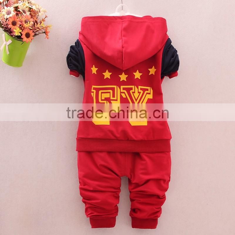 New cotton five-pointed star boy long-sleeved two-piece suit