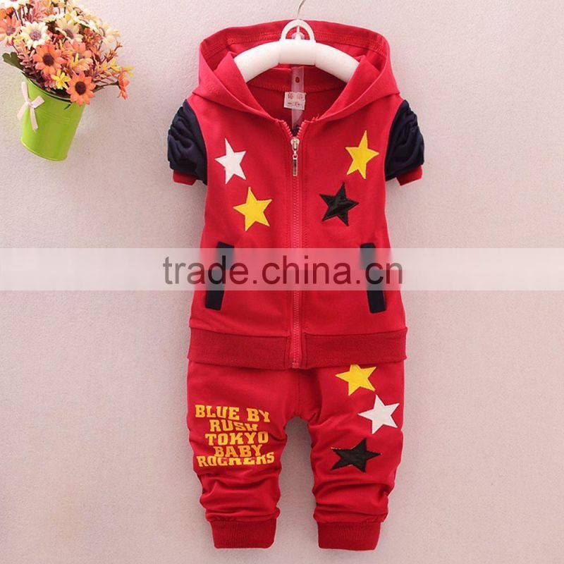 New cotton five-pointed star boy long-sleeved two-piece suit