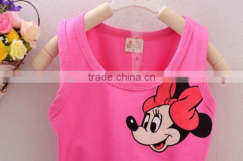Cotton sleeveless vest girl shorts suit