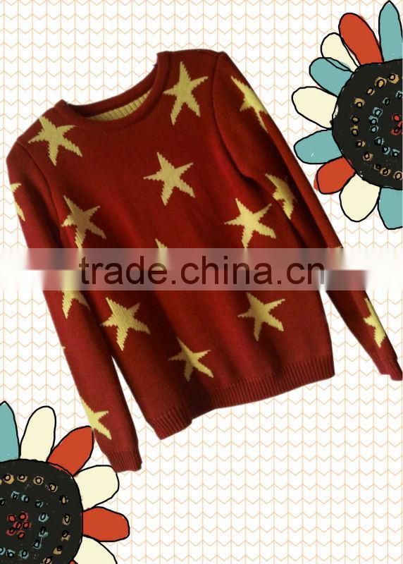 Moden Knitting sweater with yellow stars