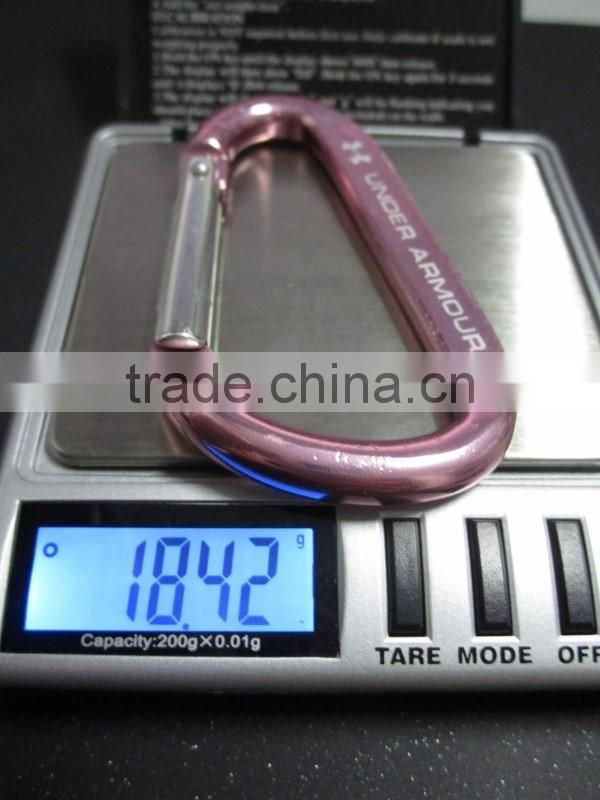 Aluminum silk/pink print climbing button carabiner stocklot