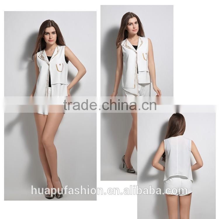 HP680039 china suppliper OEM sleeveless women fashion formal blouse and pants