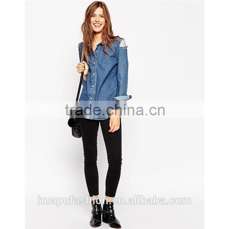 HP680069 wholesale new design printing front short back lady top woman blouse