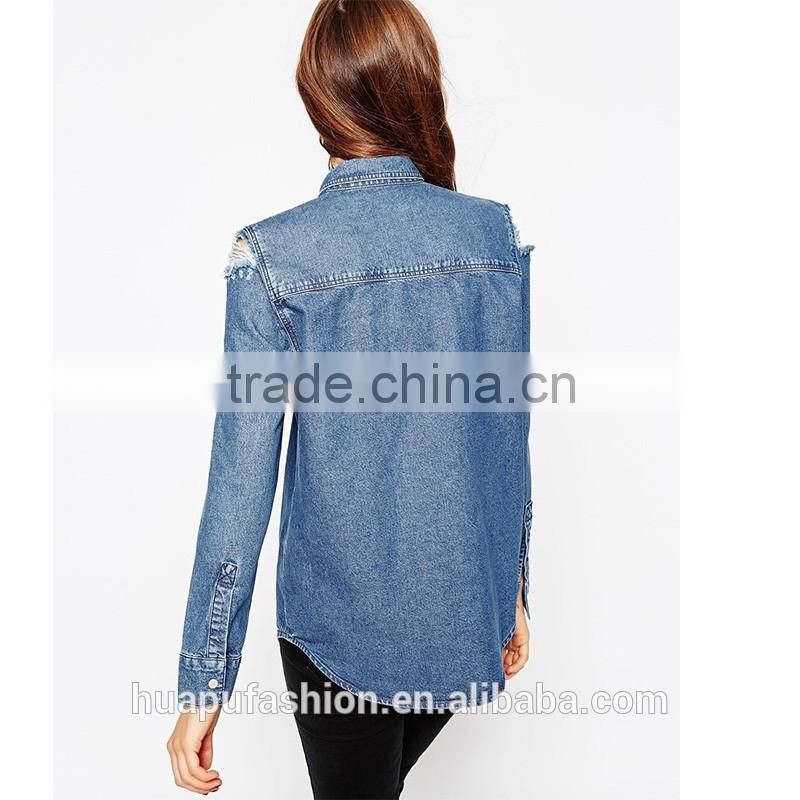 HP680069 wholesale new design printing front short back lady top woman blouse