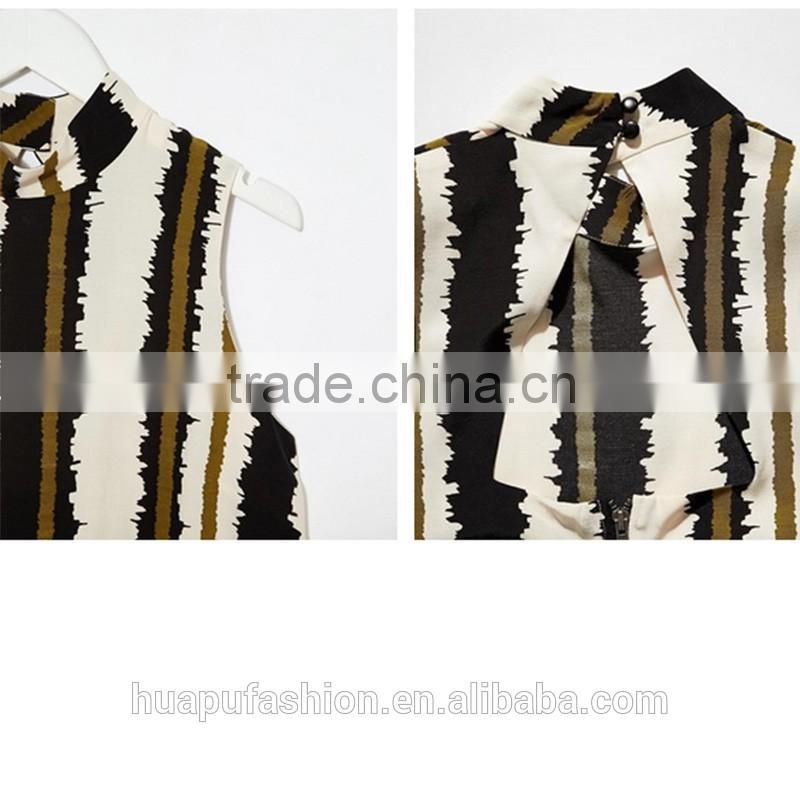 HP680073 wholesale new design printing front short back lady top woman blouse