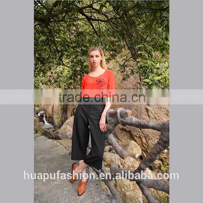 HP690016 wholesale new design printing front short back lady top woman blouse