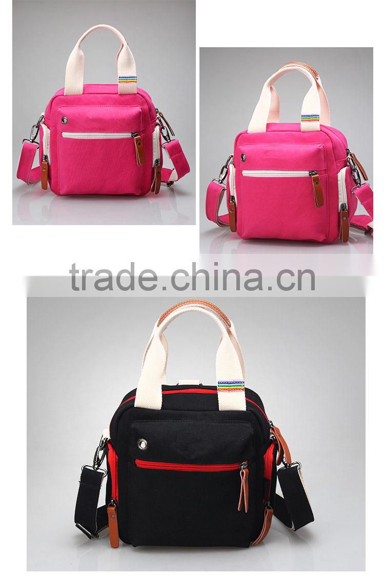 wholesale one shoulder women red color mini canvas bag