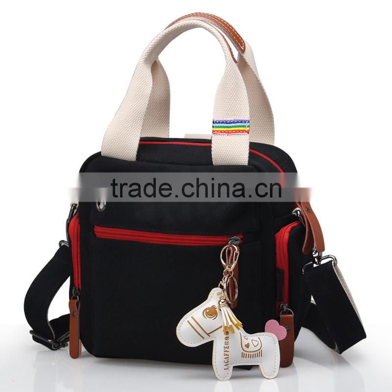wholesale one shoulder women red color mini canvas bag