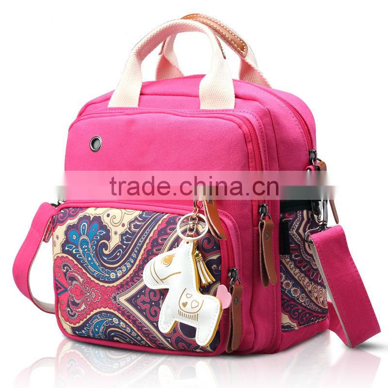 wholesale red color women's backpack with zipper