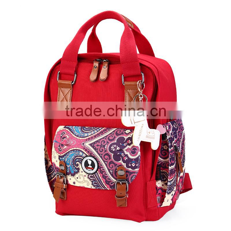 2017 wholesale fabric print mommy shoulder backpack