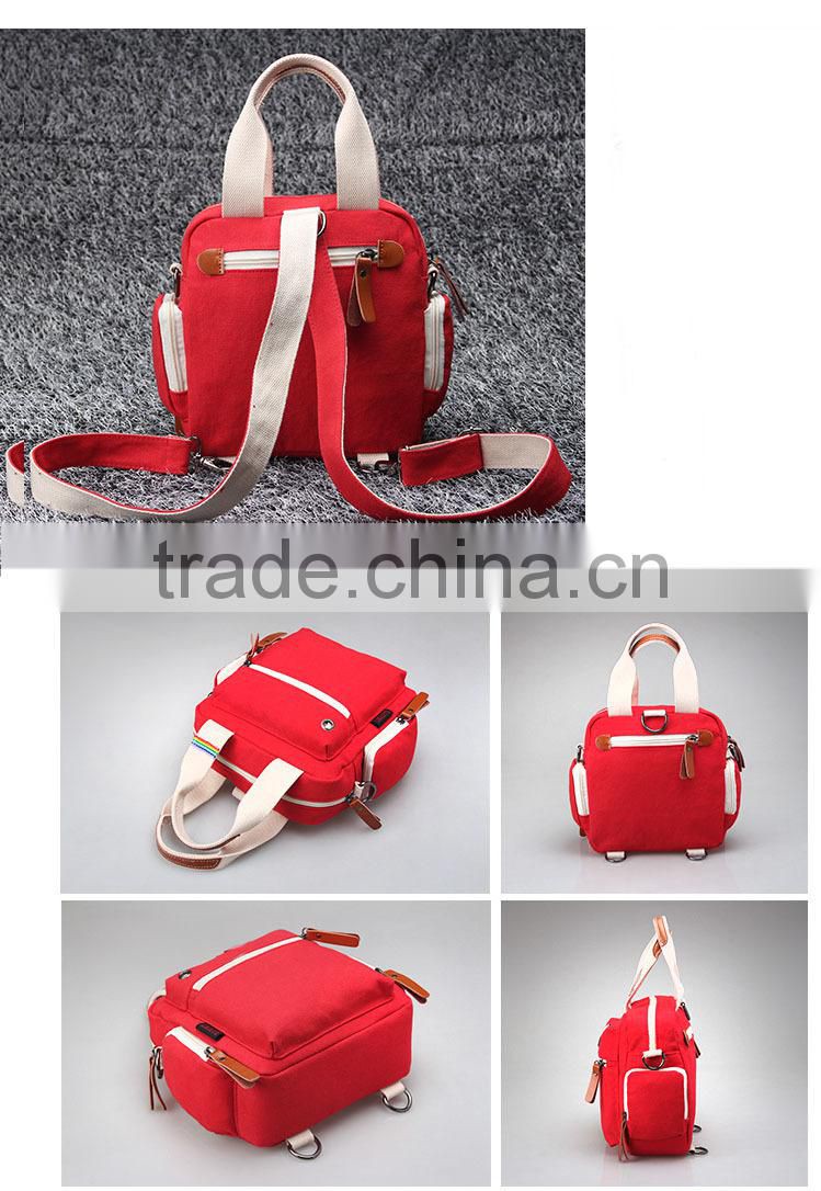 wholesale one shoulder women red color mini canvas bag