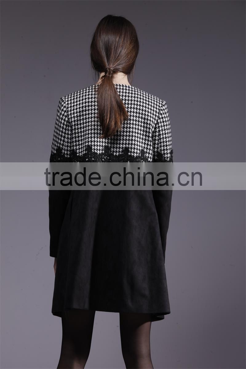 Appliqued lace long jacket 2015