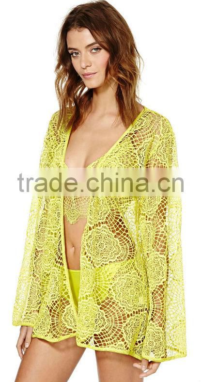 women outware pajamas with Yellow Lace