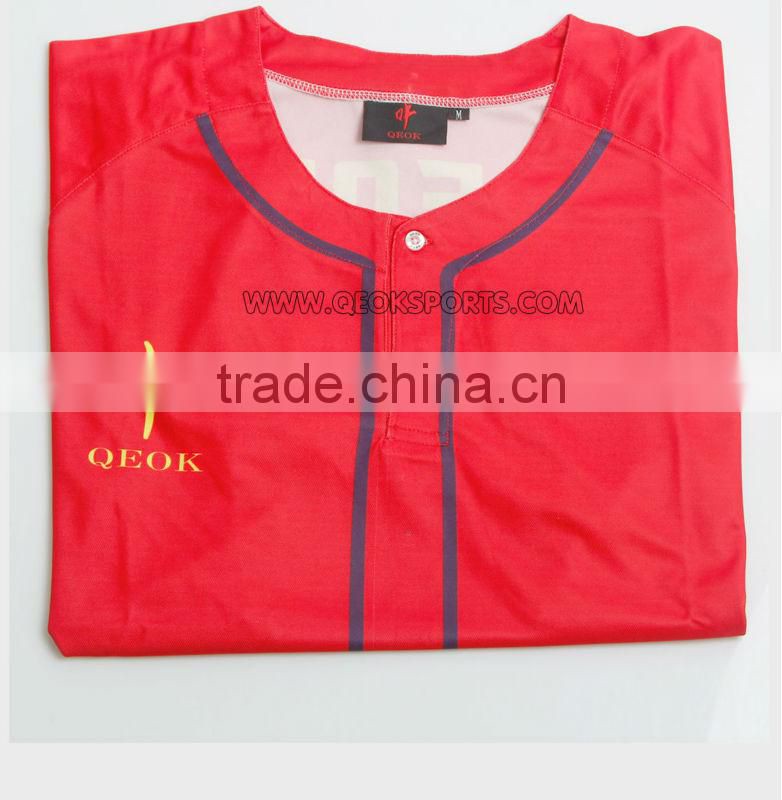Good Quality Red Full Sublimation Baseball Wear Baseball Shirt