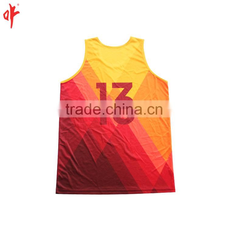 China Manufacturer Sublimation Basketball uniforms jerseys,Men's relax polyester textile Singlets