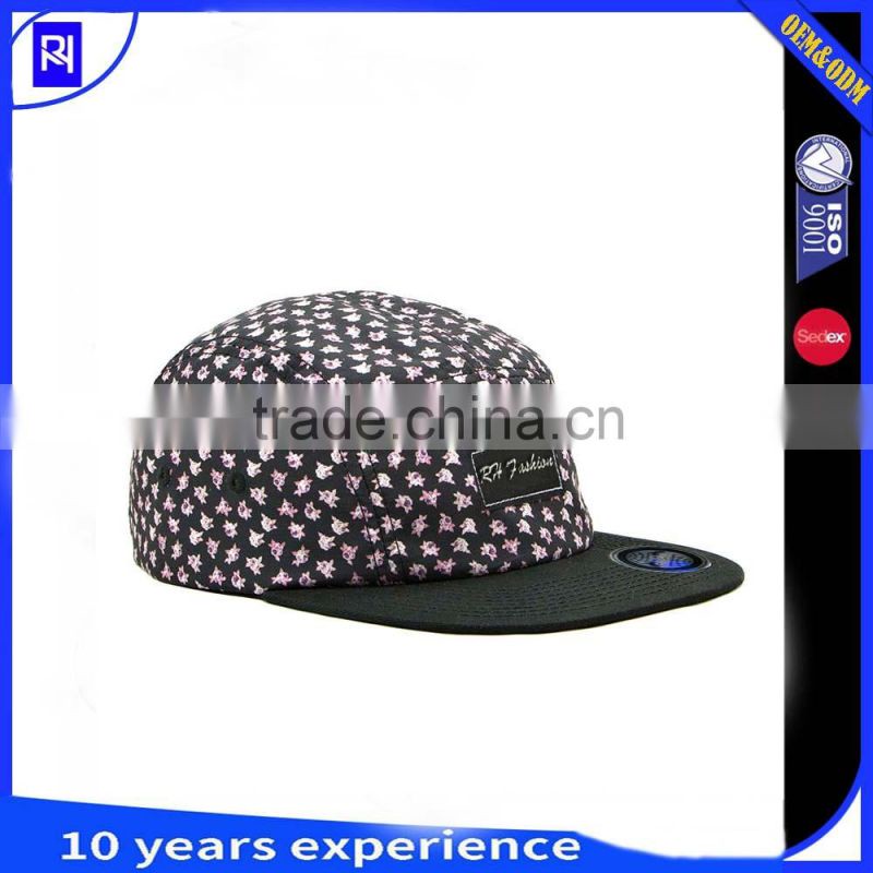 fashion blank 5 panel snapback caps Custom pattern printed 5 panel hat