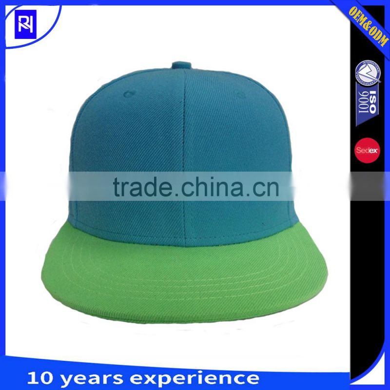 Cotton/Acrylic flat Cap blank Flat Bill Snapback Caps