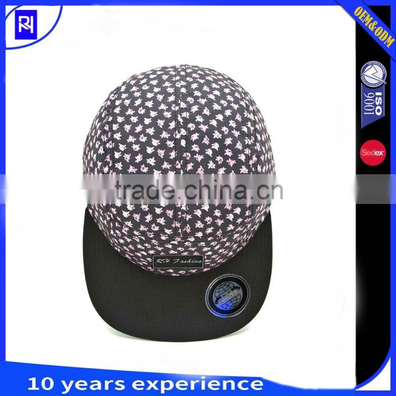 fashion blank 5 panel snapback caps Custom pattern printed 5 panel hat