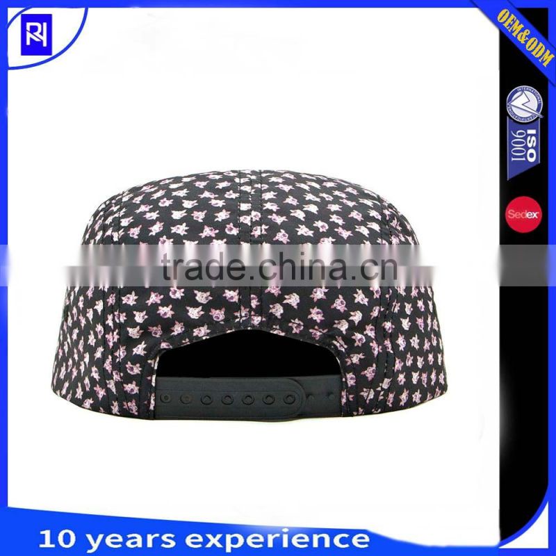 fashion blank 5 panel snapback caps Custom pattern printed 5 panel hat