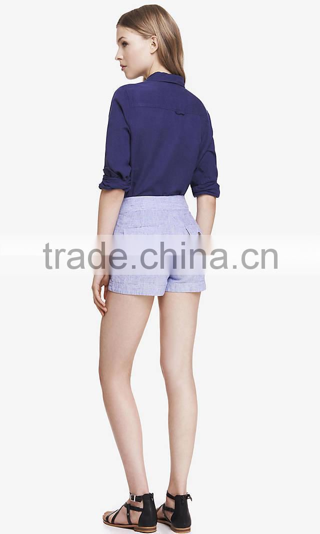 Women Double-breasted Black High Waisted Sailor Cargo Shorts