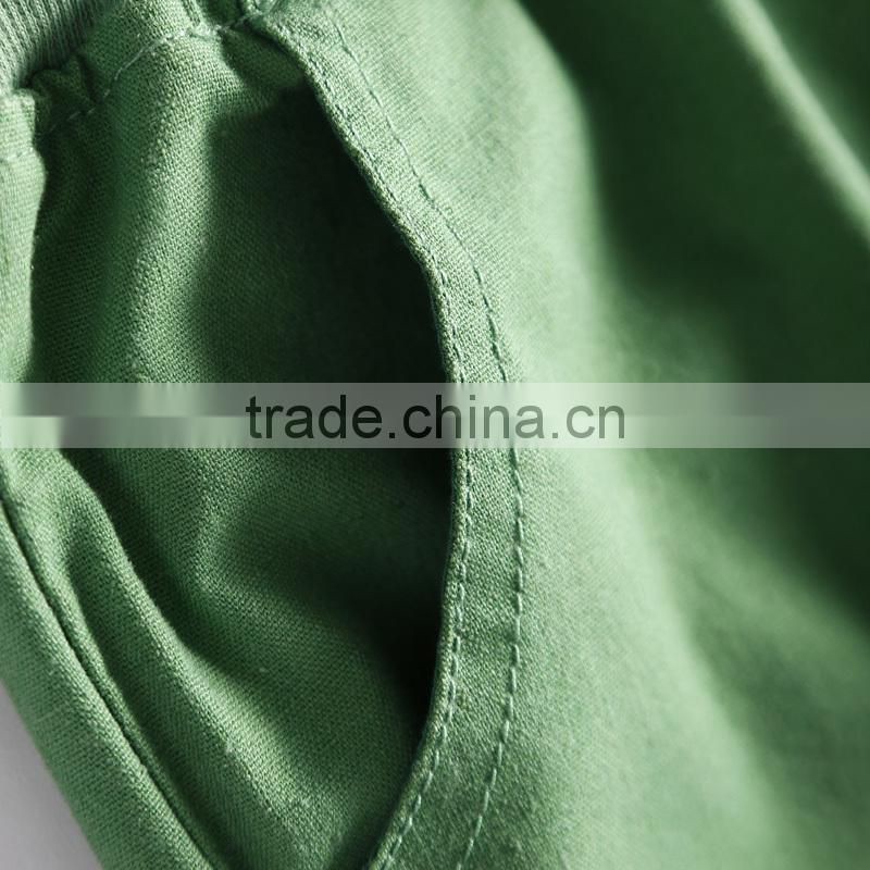 Women new fashion pencil fit pink linen cropped trousers