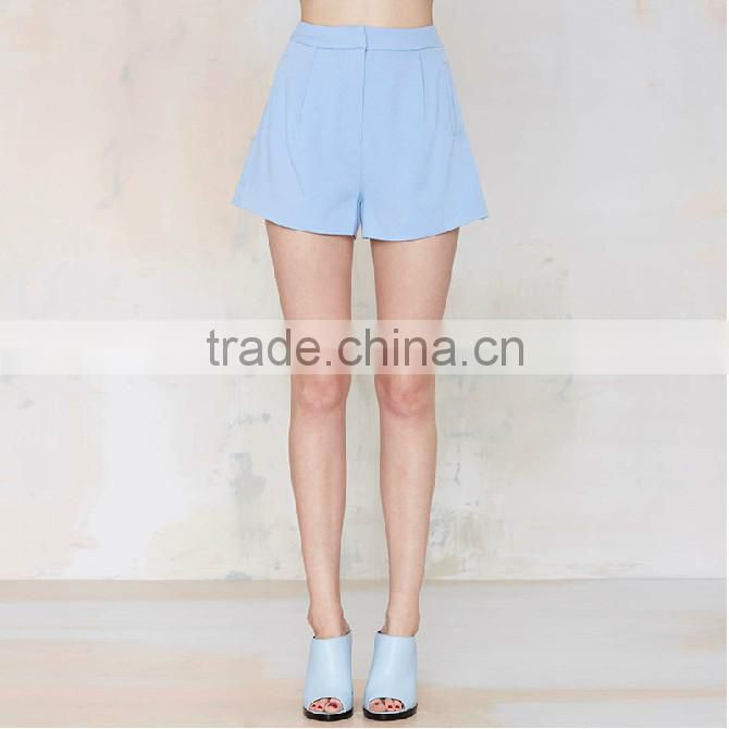 Sweet style fashion pleated all-match high waist side pockets ladies formal elegant OL style shorts
