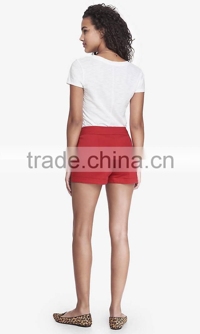 Women Double-breasted Black High Waisted Sailor Cargo Shorts