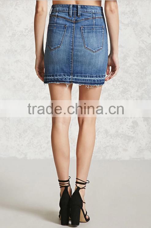 Woman Fashion light blue cotton high waist slim tight Short Jeans Skirts