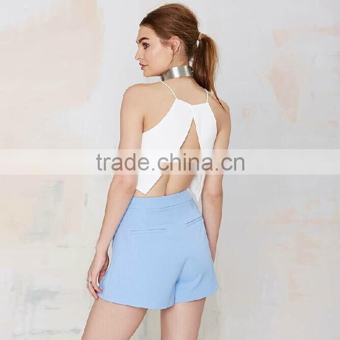 Sweet style fashion pleated all-match high waist side pockets ladies formal elegant OL style shorts
