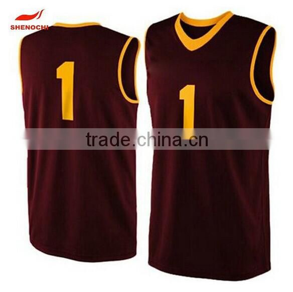 2015 China manufacturer Printed Basketball Jersey Durable classical short sleeve basketball wear