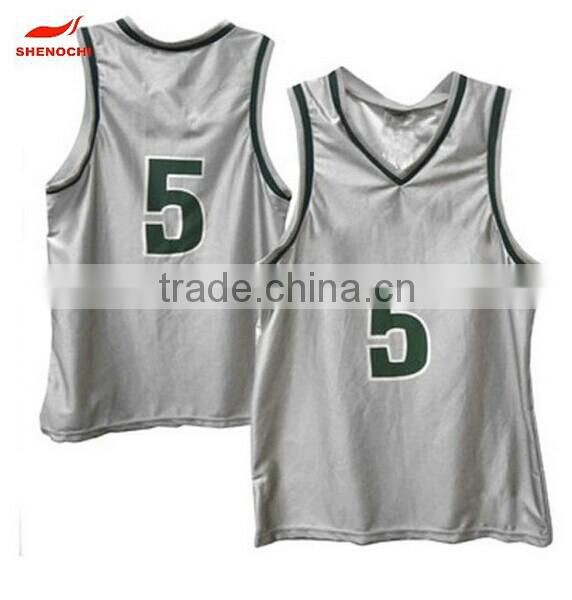 2015 China manufacturer Printed Basketball Jersey Durable classical short sleeve basketball wear