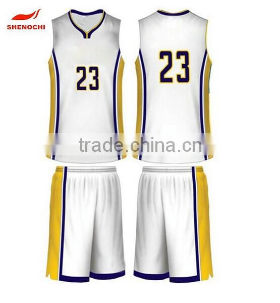 2015 China manufacturer Printed Basketball Jersey Durable classical short sleeve basketball wear