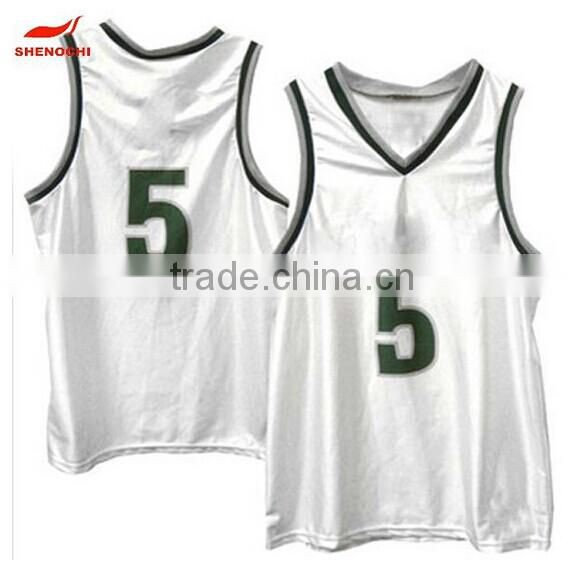 2015 China manufacturer Printed Basketball Jersey Durable classical short sleeve basketball wear