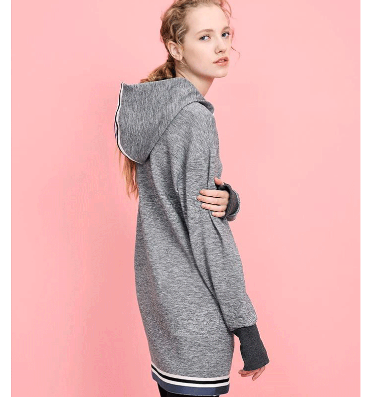 Cuaual Cotton women embroidered sports hoodie