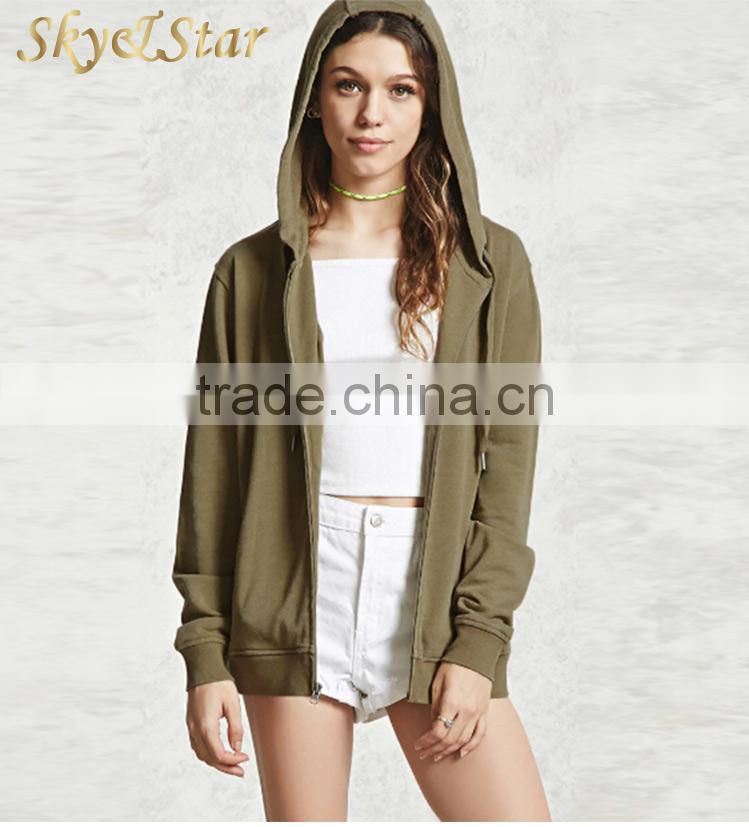 custom casual long sleeve women hoodie jacket with zipper