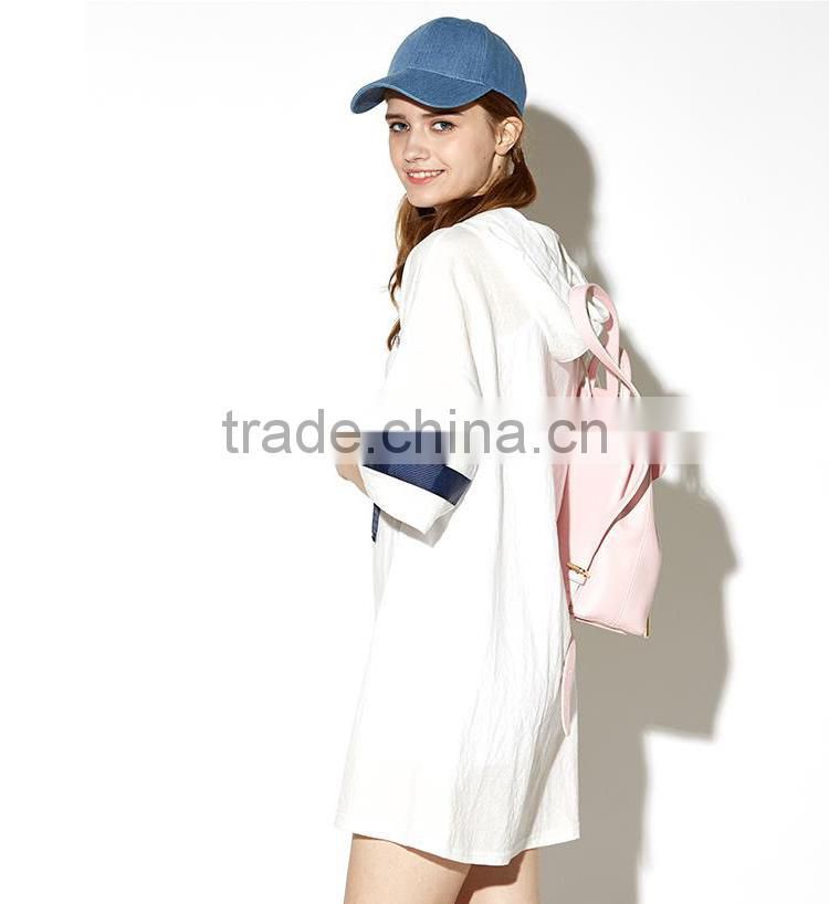 Summer white tshirt knee length cotton hoodie