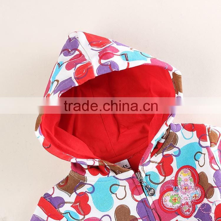 (F3333) cream 2-6y children fleece jacket coat baby girls jackets kids with hoody