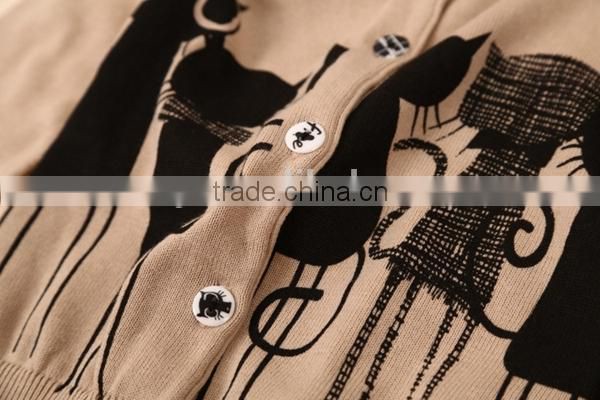 Kids sweater lovely cats designs for baby girls knitwear cardigan