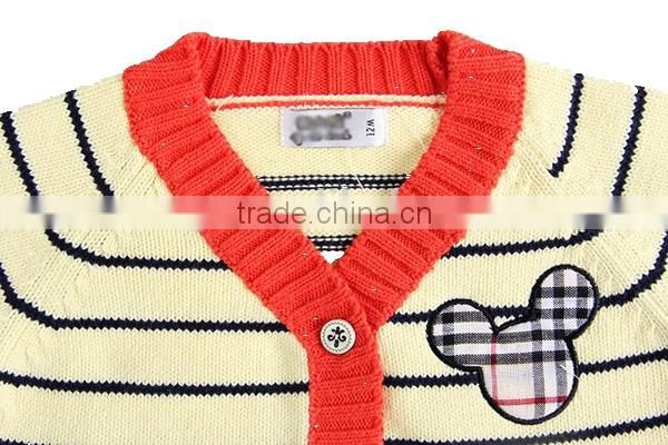Contrast color trim baby cotton sweater cardigan
