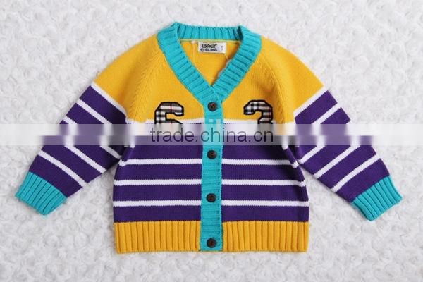 High quality kids winter sweater boys stripe cardigan