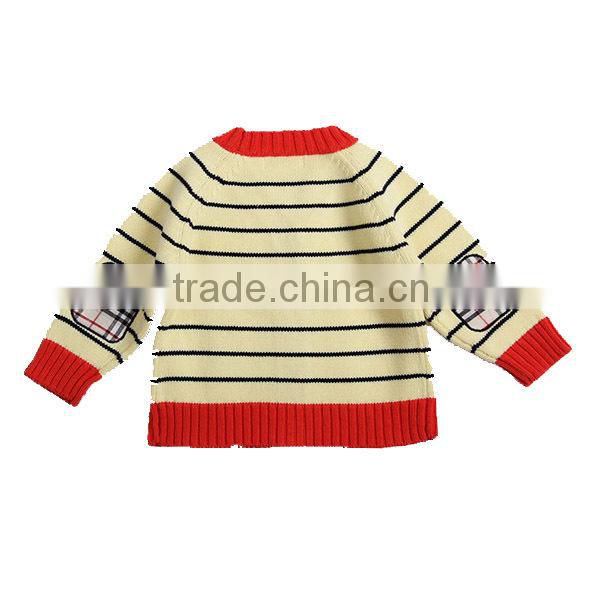 Contrast color trim baby cotton sweater cardigan