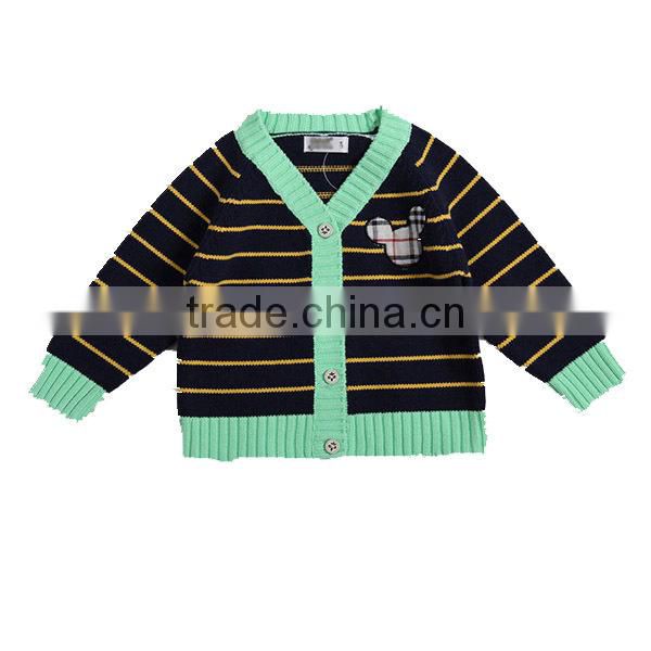 Contrast color trim baby cotton sweater cardigan