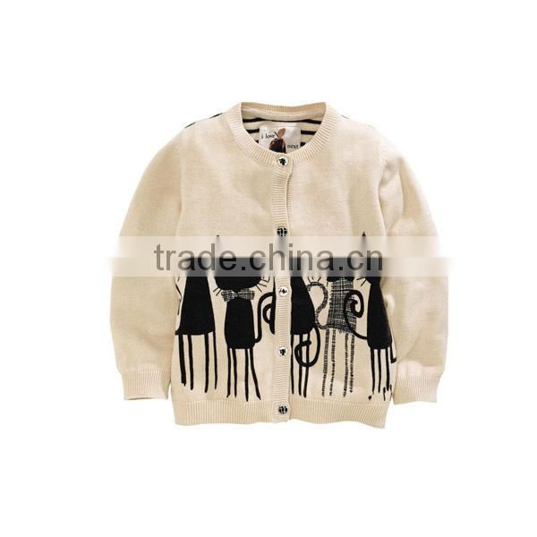 Kids sweater lovely cats designs for baby girls knitwear cardigan