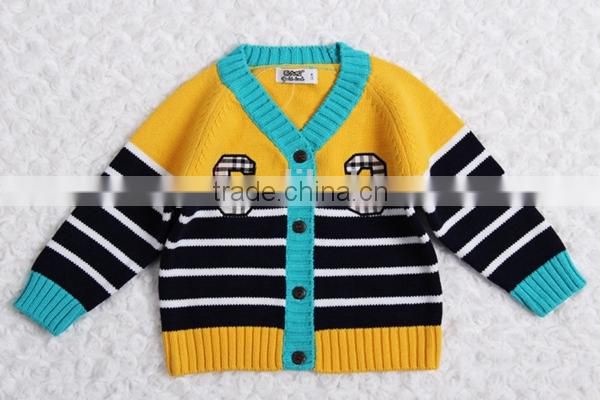 High quality kids winter sweater boys stripe cardigan