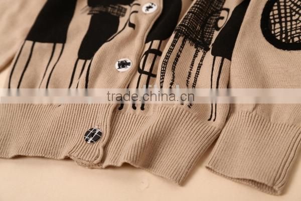 Kids sweater lovely cats designs for baby girls knitwear cardigan