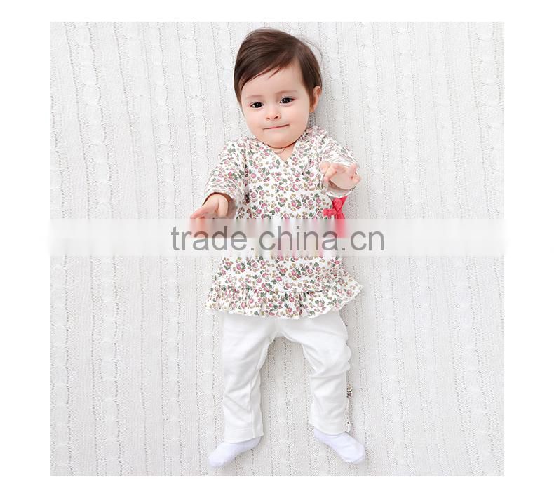 100%Cotton Baby Long Pants White Knitted Pants For Baby Girl