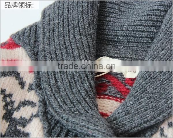 Korean style reindeer patterns baby wool sweater cardigan