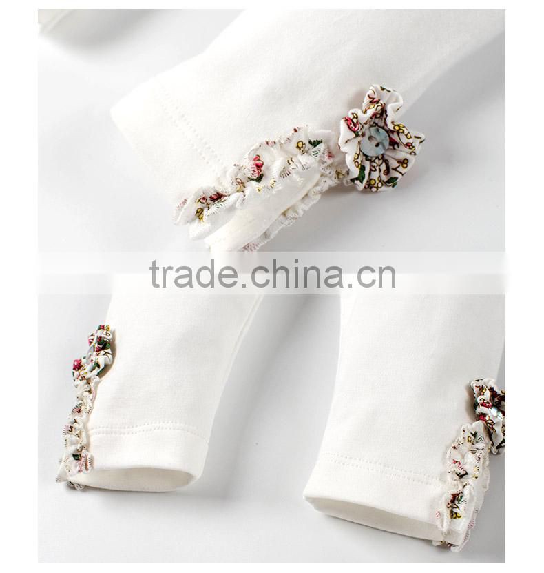 100%Cotton Baby Long Pants White Knitted Pants For Baby Girl